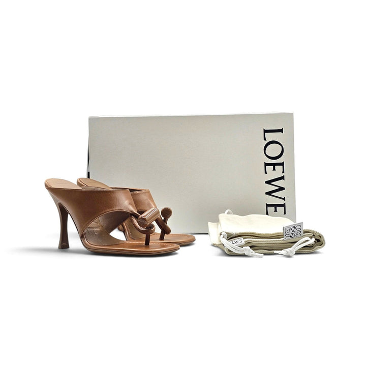 Loewe Toggle Heeled Sandals in shiny smooth calfskin leather - NWB $1200