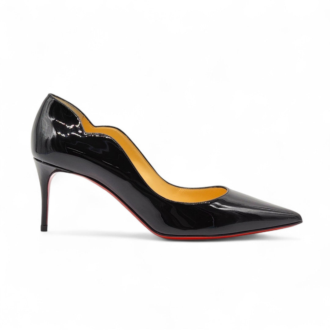 Christian Louboutin Hot Chick Patent Leather Kitten Heel Pumps Black