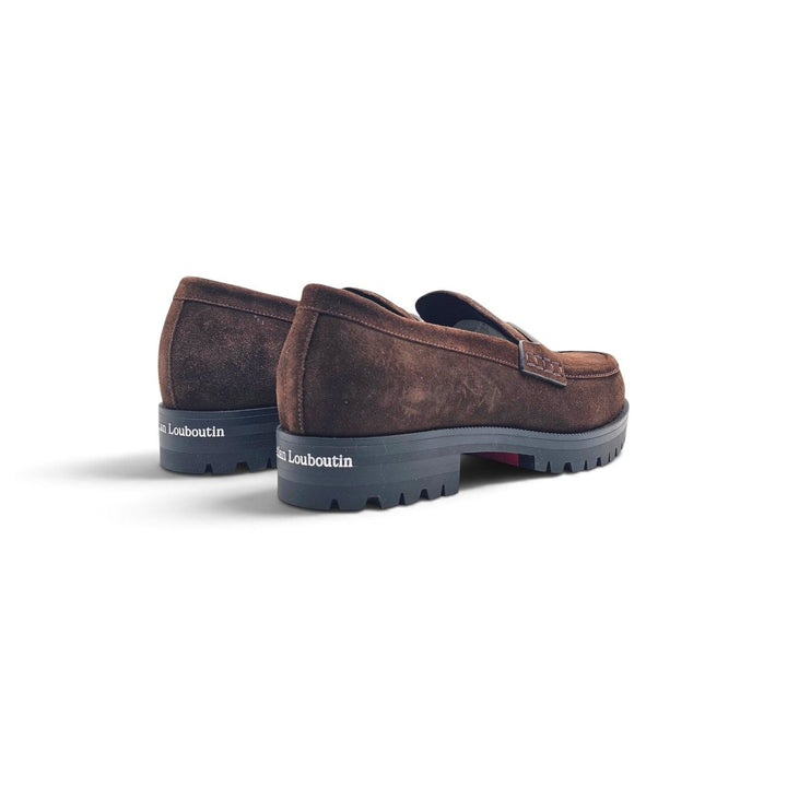Christian Louboutin Caravin Suede Lug Sole Loafers Brown EU 41 US 8 NWOB - $1250