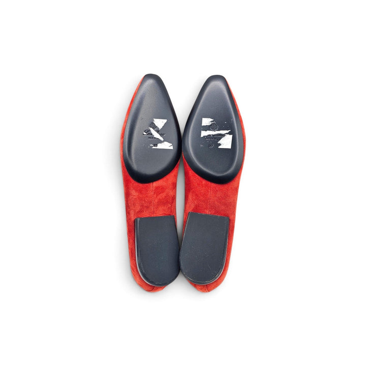 Loro Piana Primula Suede Tart Red Ballet Flats EU 37 US 7 Women - NWOB $1185