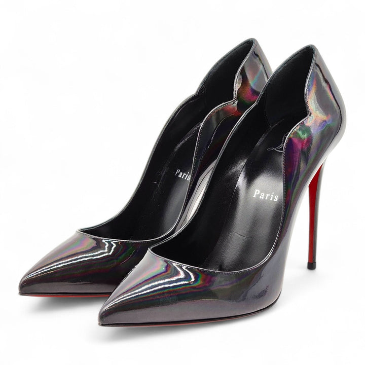Christian Louboutin Hot Chick Iridescent Calf Leather Pumps Black EU 40.5 US 10