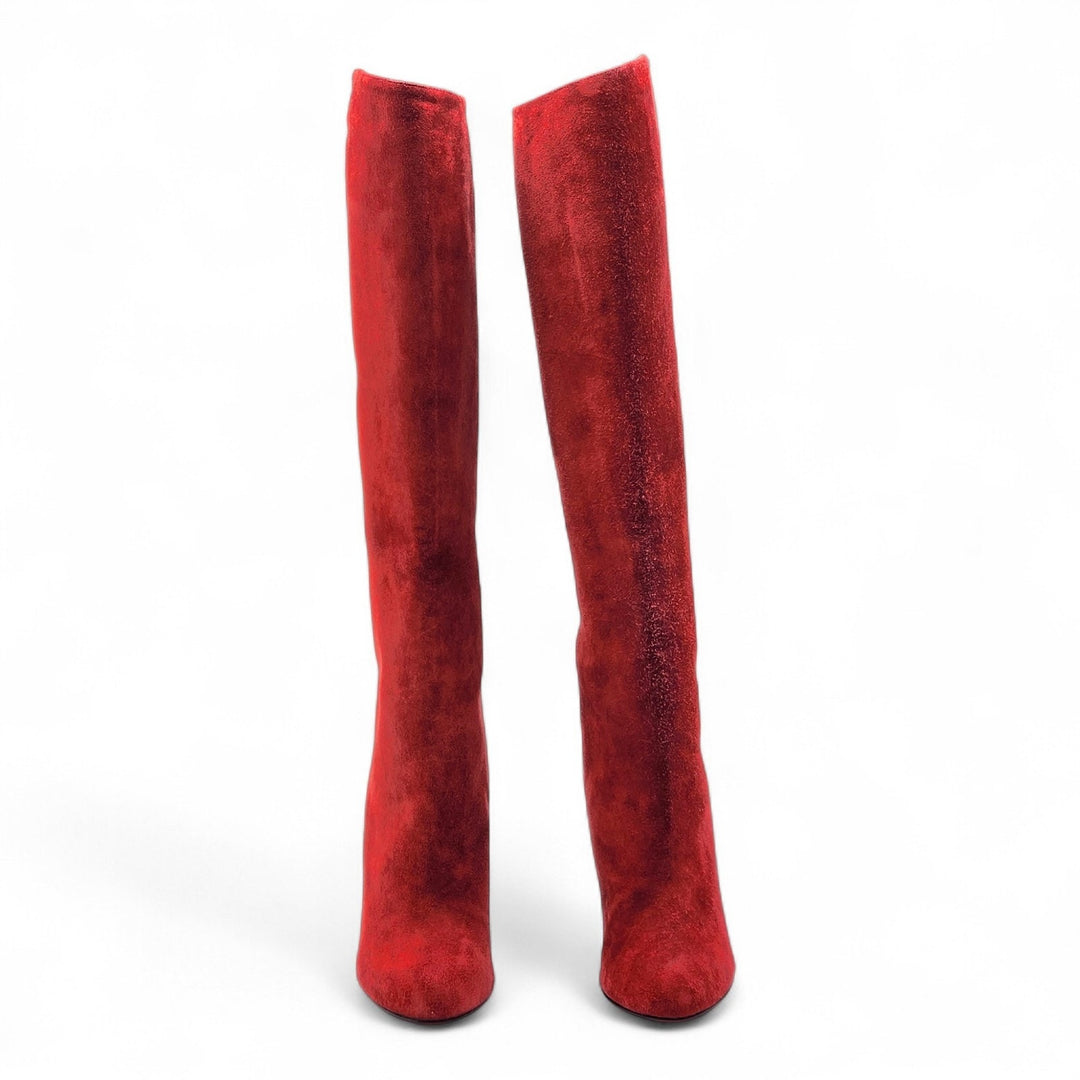 Christian Louboutin Vitish Suede Knee High Boots Red EU 35.5 US 5 - New $1950