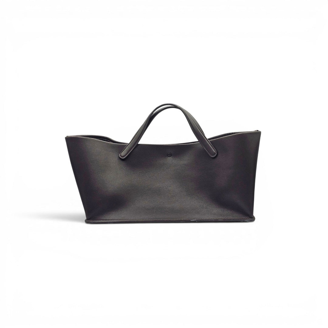 The Row Idaho Large Leather Tote in Dark Brown