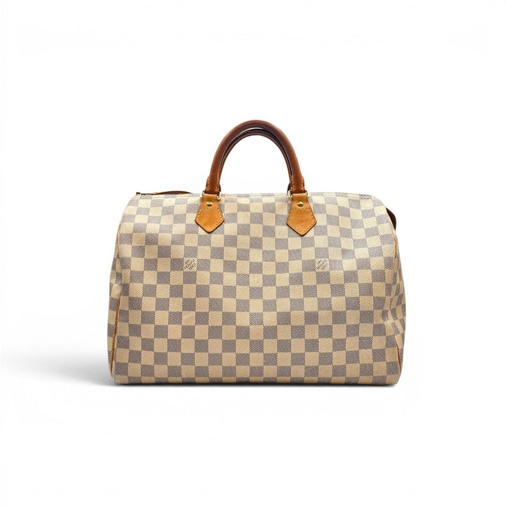 Louis Vuitton Speedy 35 Damier Azur Canvas Top Handle Bag Handbag N41535