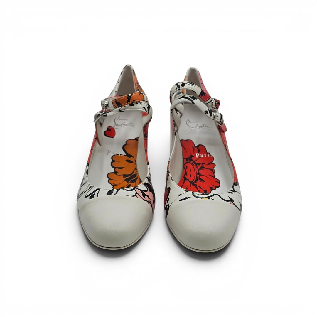 Christian Louboutin x Shun Sudo Miss Jane 55mm Leather Pumps Floral EU 37 US 7