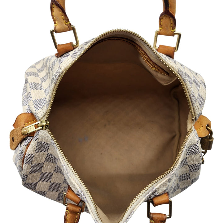 Louis Vuitton Speedy 30 Damier Azur Boston Handbag Purse with lock and key