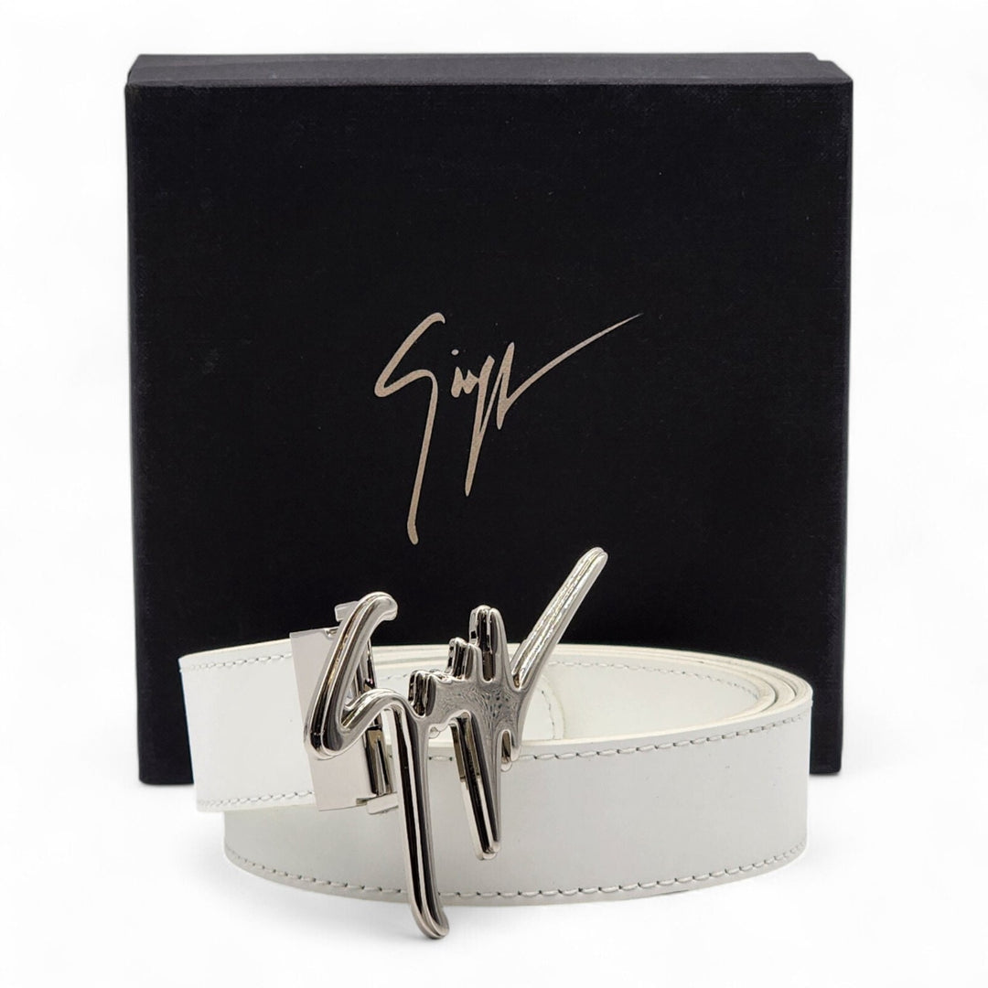Giuseppe Zanotti Silver Logo Adjustable Leather Belt Unisex One Size