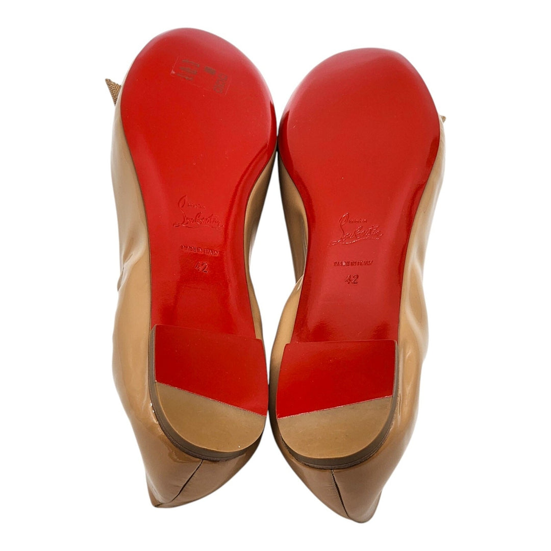 Christian Louboutin Gloriana Flat Patent Leather Ballet Flats Nude EU 42 US 11.5