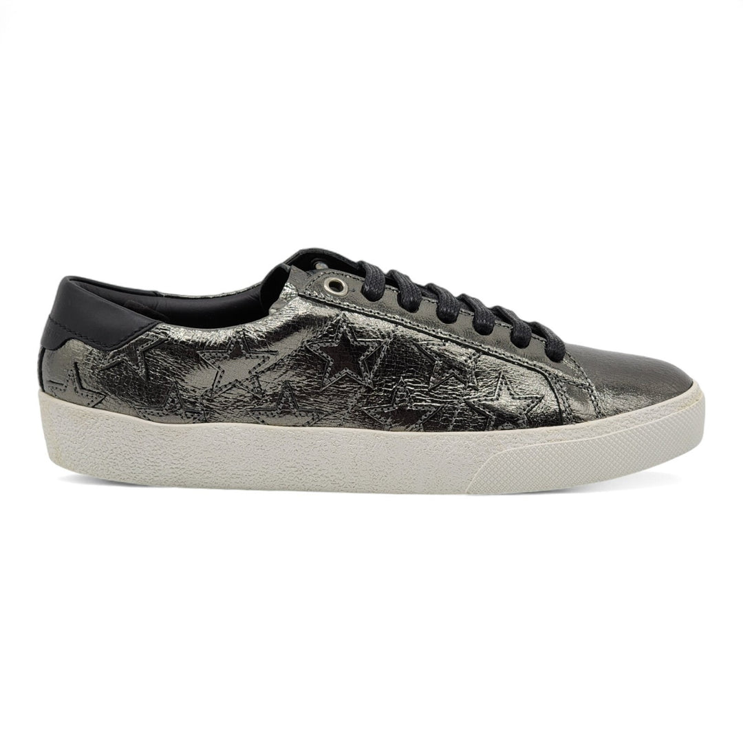Saint Laurent Court Stars Leather Sneakers Silver EU 36.5 US 6.5
