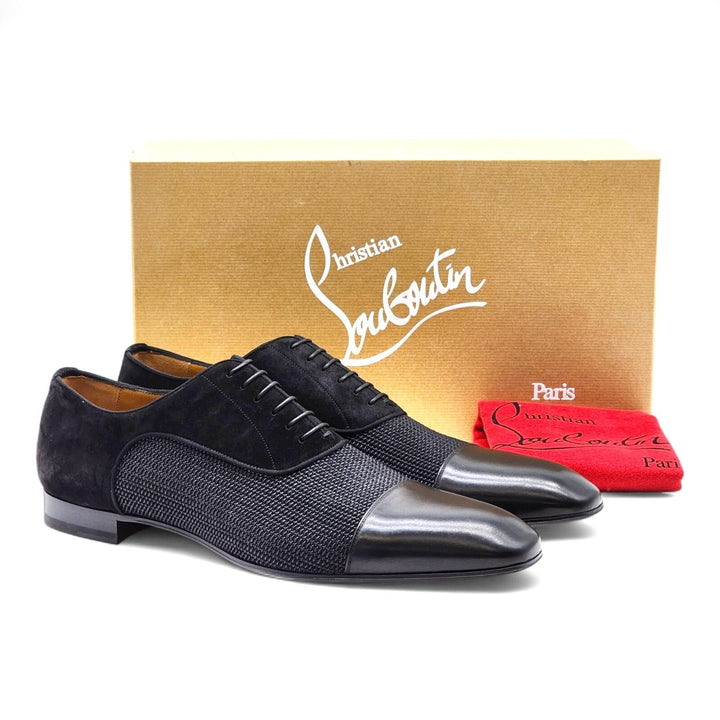 Christian Louboutin Greggo Leather and Suede Oxford Shoes Black EU 46.5 US 13.5