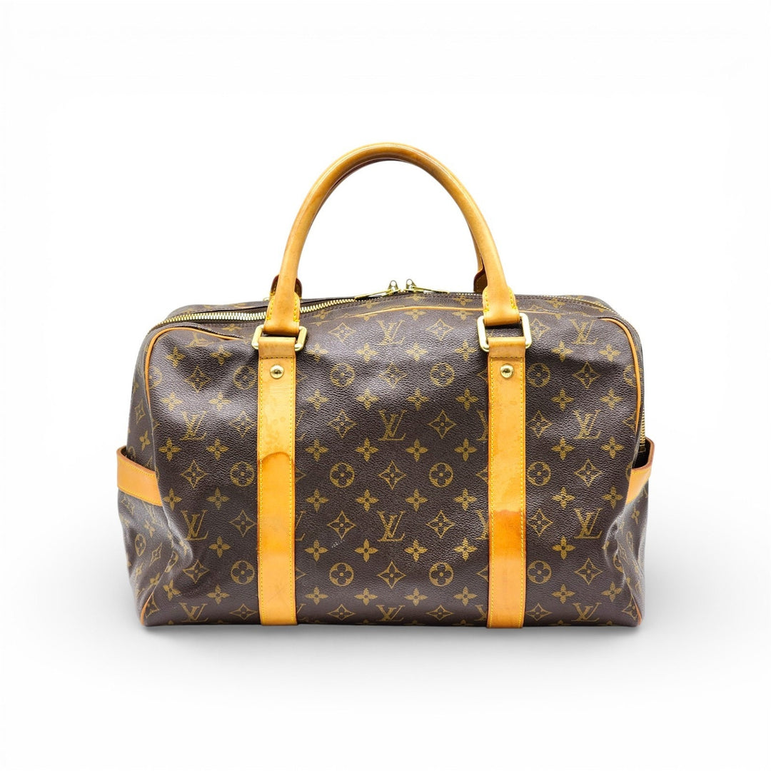Louis Vuitton Monogram Carryall Duffle Boston Bag Brown with lock, luggage tag