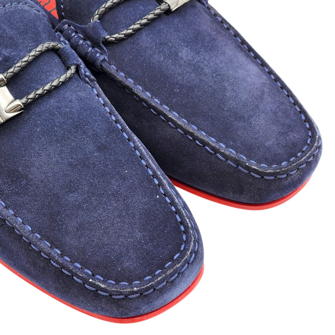 Tod’s for Ferrari Gommino Driving Suede Loafers Navy Blue UK 7 US 8.5