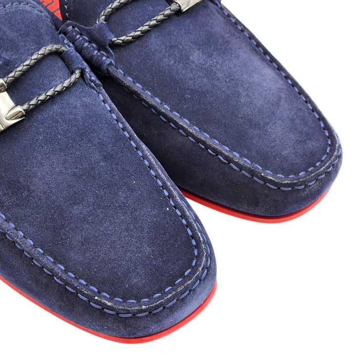 Tod’s for Ferrari Gommino Driving Suede Loafers Navy Blue UK 7 US 8.5