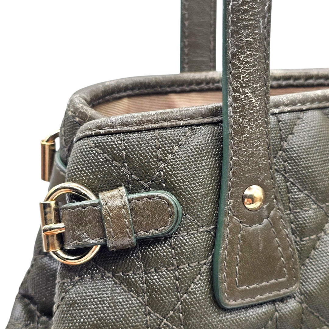 Christian Dior Medium Panarea Tote Olive Cannage Quilted Canvas Gold Charm