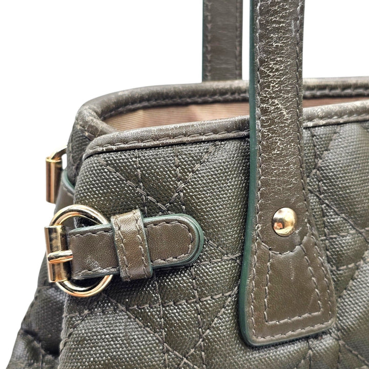 Christian Dior Medium Panarea Tote Olive Cannage Quilted Canvas Gold Charm