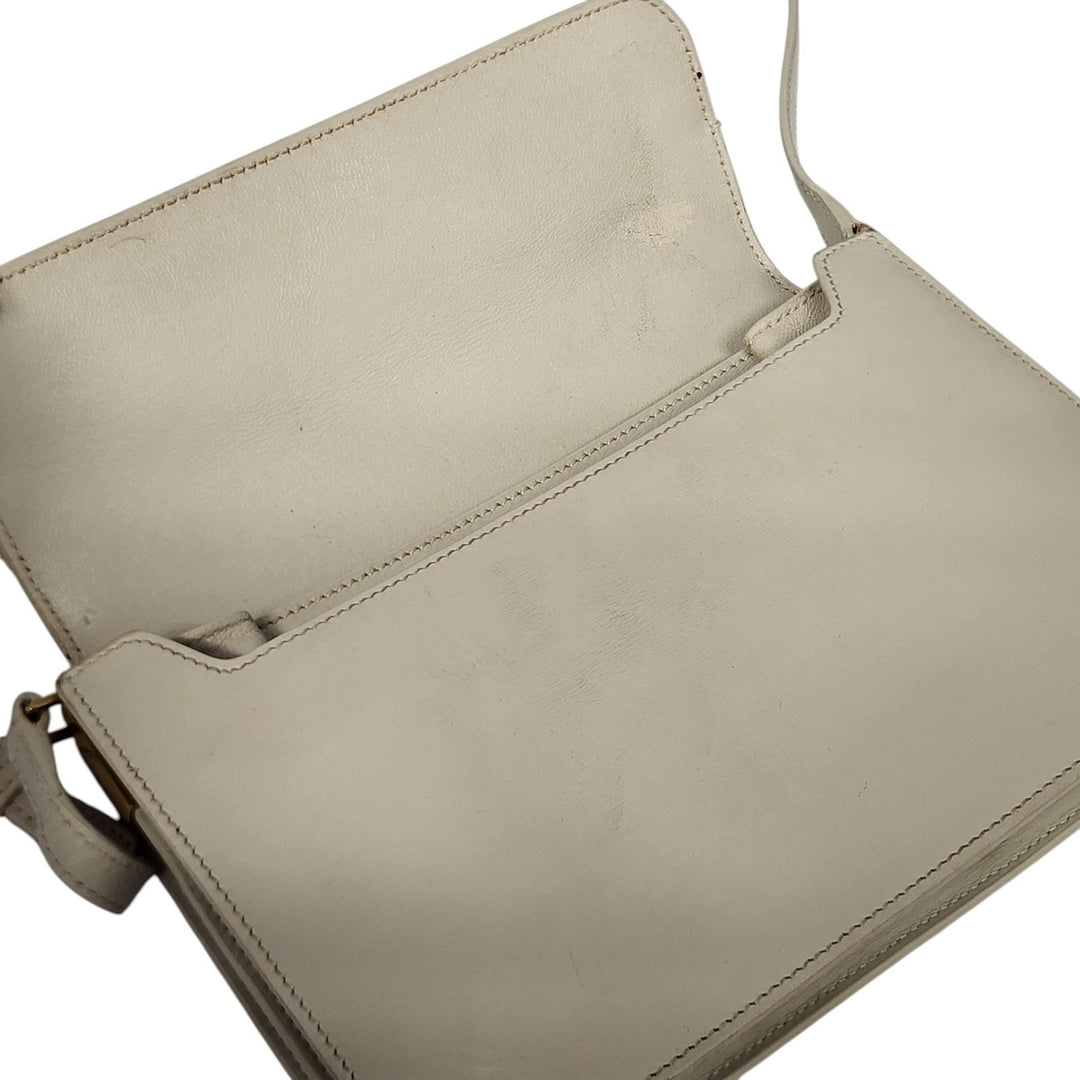 Saint Laurent Crossbody Shoulder Bag Satchel Cream Leather 532561 – Preowned