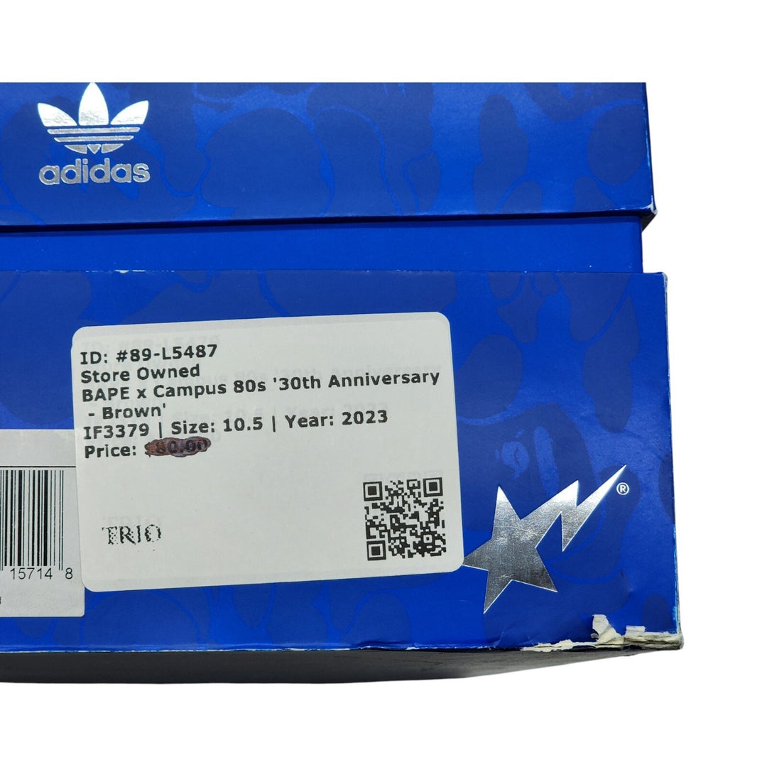 Adidas x BAPE Campus 80s Suede Sneakers 30th Anniversary Brown IF3379 US 10.5