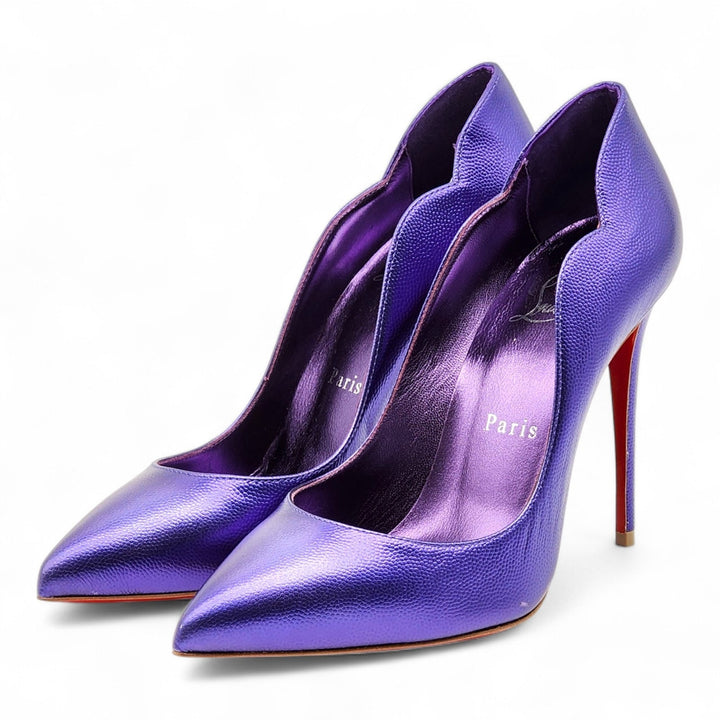 Christian Louboutin Hot Chick Leather Pumps 100mm Purple EU 37.5 US 7 - NIB $895