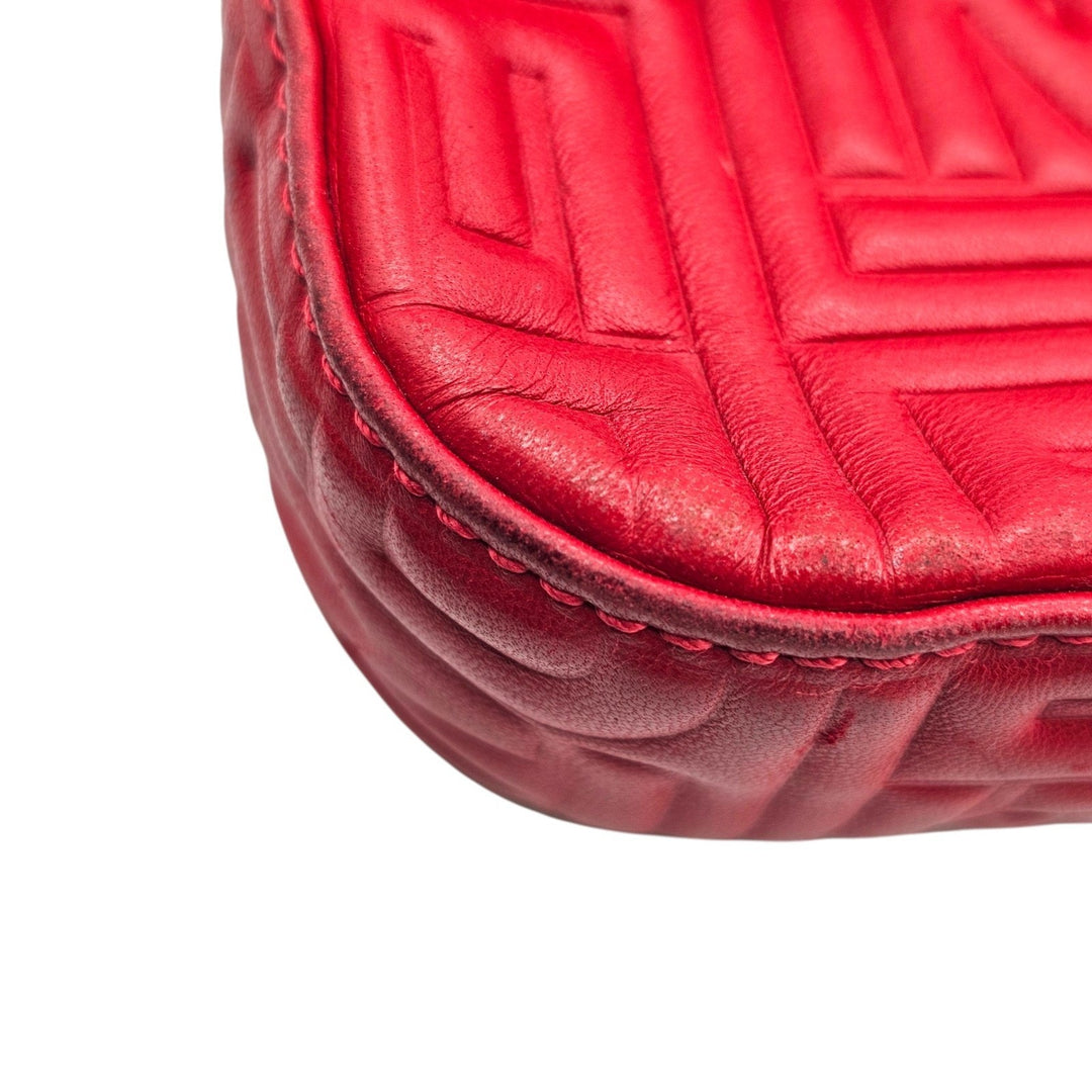 Fendi Monogram Mama Baguette Leather Shoulder Bag in Red