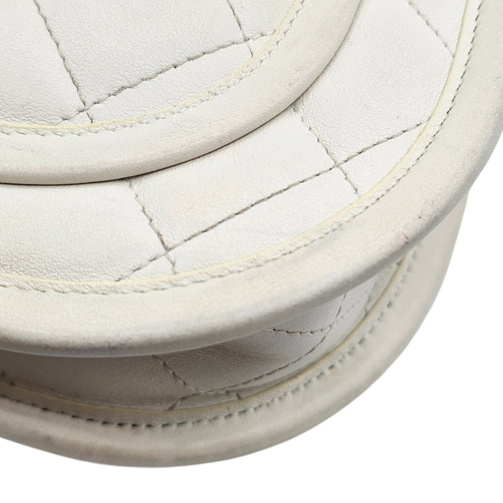 Chanel Quilted Messenger Crossbody Flap Bag White Lambskin Gold Hardware
