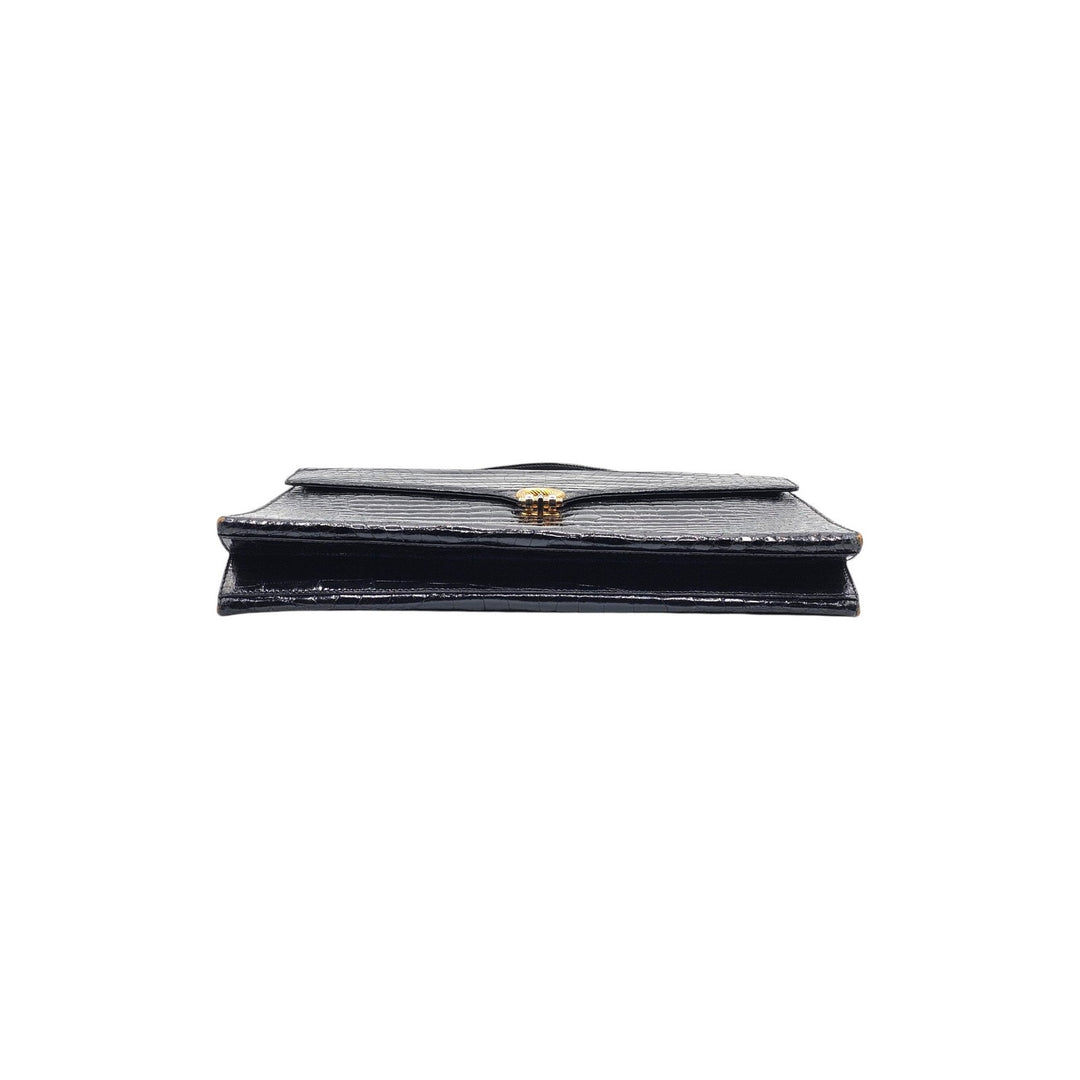 Bally International Black Crocodile Skin Briefcase Bag Vintage Made in Italy