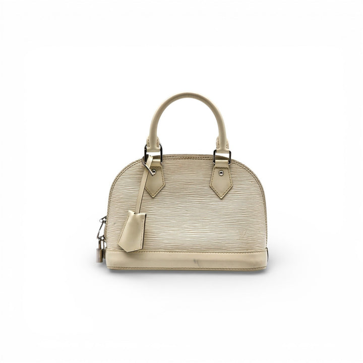 Louis Vuitton Alma BB Epi Leather Top Handle Bag Handbag Ivory Off-White
