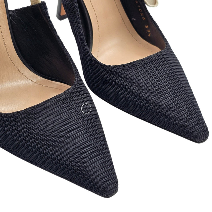Christian Dior J'Adior Slingback Pumps in Black Technical Fabric EU 37.5 US 7.5