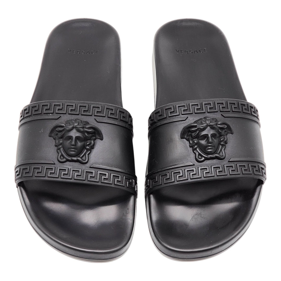 Versace Medusa Men's Black Pool Slides Sandals - Preowned Size EU 44 US 11