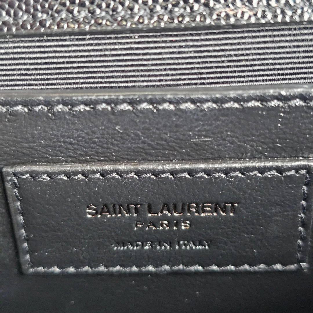 Saint Laurent Small Kate Grain de Poudre Pebbled Leather Shoulder Bag Black