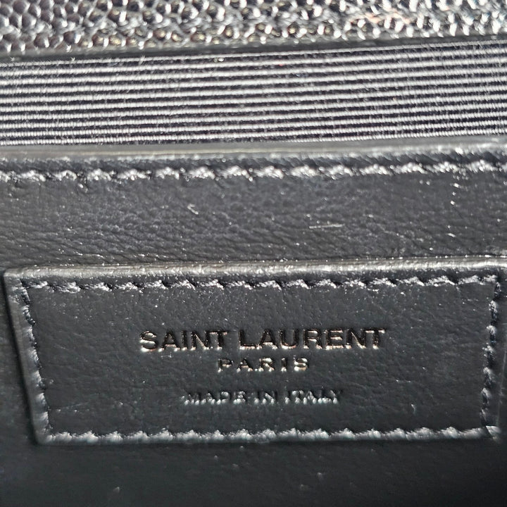 Saint Laurent Small Kate Grain de Poudre Pebbled Leather Shoulder Bag Black