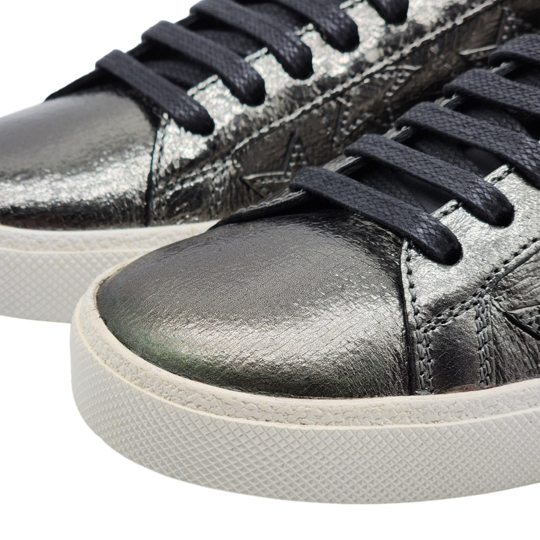 Saint Laurent Court Stars Leather Sneakers Silver EU 36.5 US 6.5