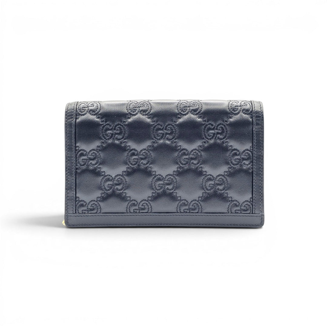 Gucci GG Marmont Leather Wallet on Chain WOC Shoulder Bag in Black