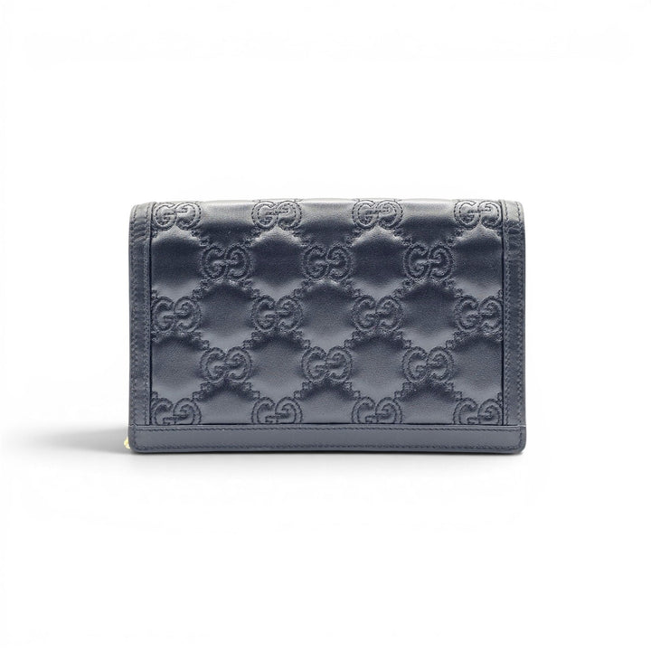 Gucci GG Marmont Leather Wallet on Chain WOC Shoulder Bag in Black