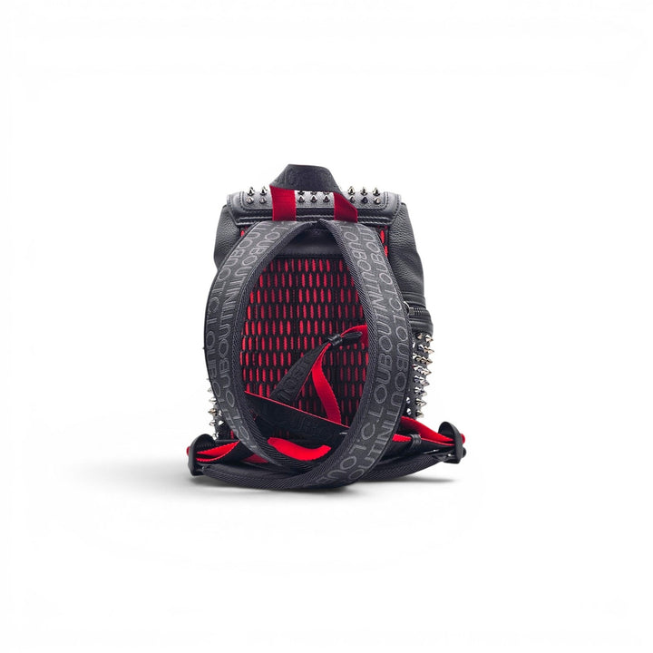 Christian Louboutin Explorafunk Black Calf Leather Studded Backpack Silver Spike