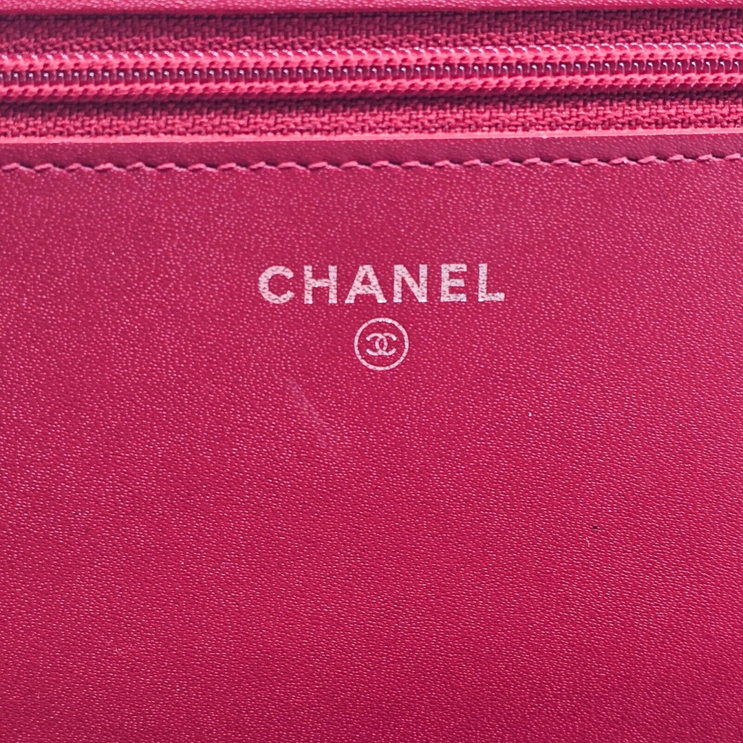 Chanel Coco Boy Wallet on Chain WOC Shoulder Bag - Glazed Calf Leather - Red
