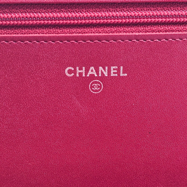 Chanel Coco Boy Wallet on Chain WOC Shoulder Bag - Glazed Calf Leather - Red