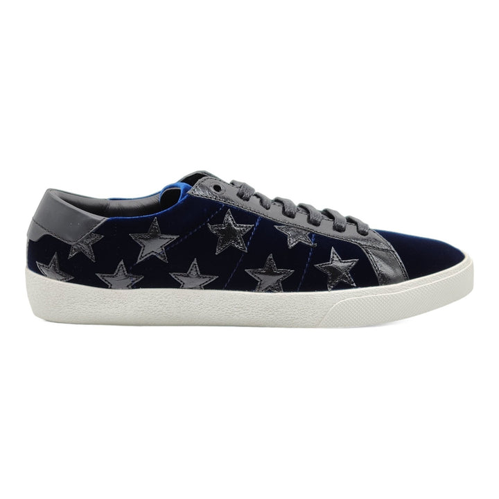Saint Laurent Court Stars Velvet Sneakers 501610 Blue EU 41 US 8