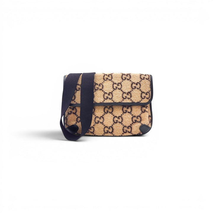 Gucci Belt Bag Fanny Pack Shoulder Bag GG Supreme Wool with Leather Ebony Brown