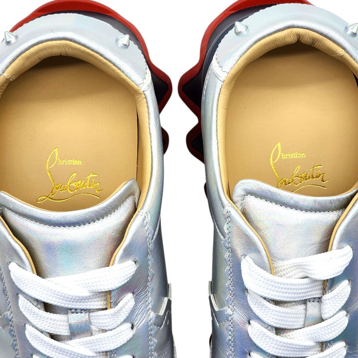 Christian Louboutin Loubishark Low Top Leather Sneakers Silver EU 41 US 8