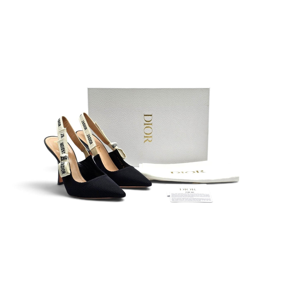 Christian Dior J'Adior Slingback Pumps in Black Technical Fabric EU 37.5 US 7.5