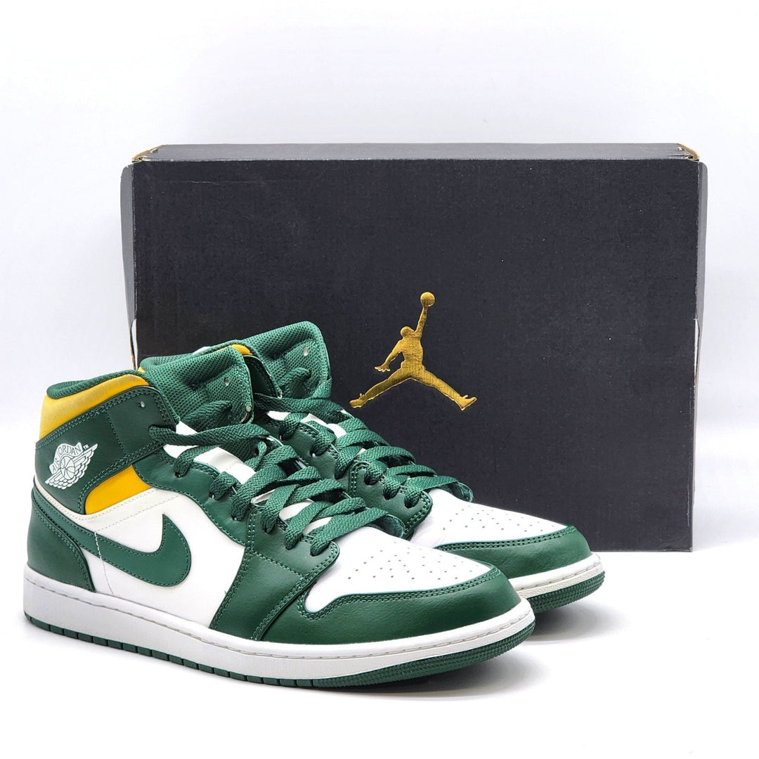 Nike Air Jordan 1 Mid 554724-371 Leather Sneakers Noble Green US 11