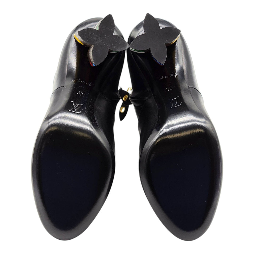 Louis Vuitton x Yayoi Kusama Ankle Leather Boots Black Monogram EU 35 US 5 - New