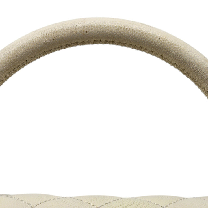 Chanel Coco Top Handle Leather Flap Shoulder Bag White - Preowned