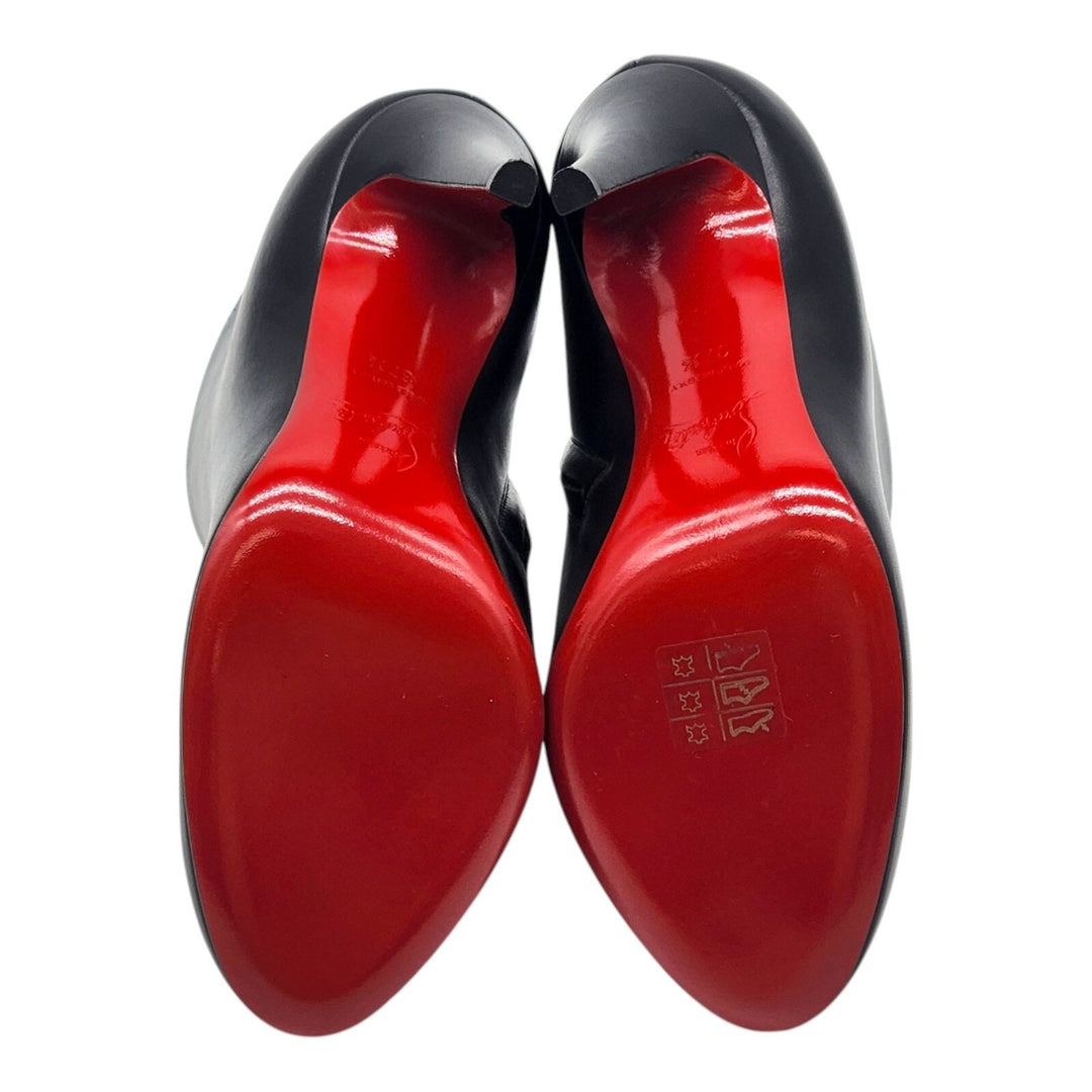 Christian Louboutin Belle 85 Leather Ankle Booties Black EU 37.5 US 7