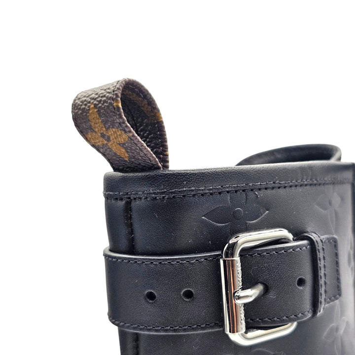 Louis Vuitton Citizen Flat Ranger Boot LV Monogram Embossed Leather Black EU 38