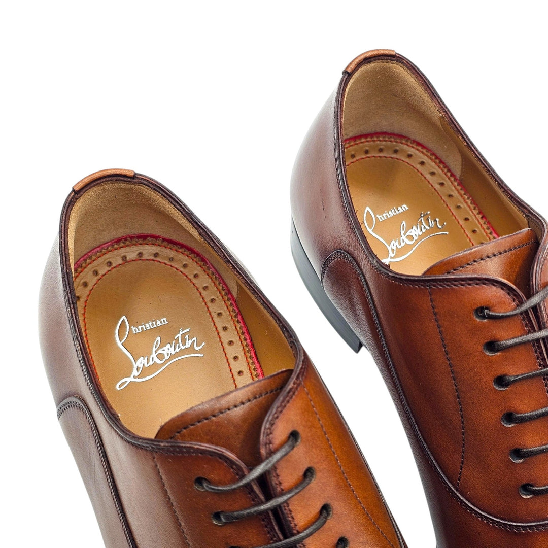 Christian Louboutin Greggo Leather Oxford Shoes Brown EU 40 US 7 - $1050