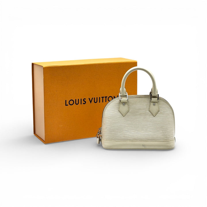 Louis Vuitton Alma BB Epi Leather Top Handle Bag Handbag Ivory Off-White