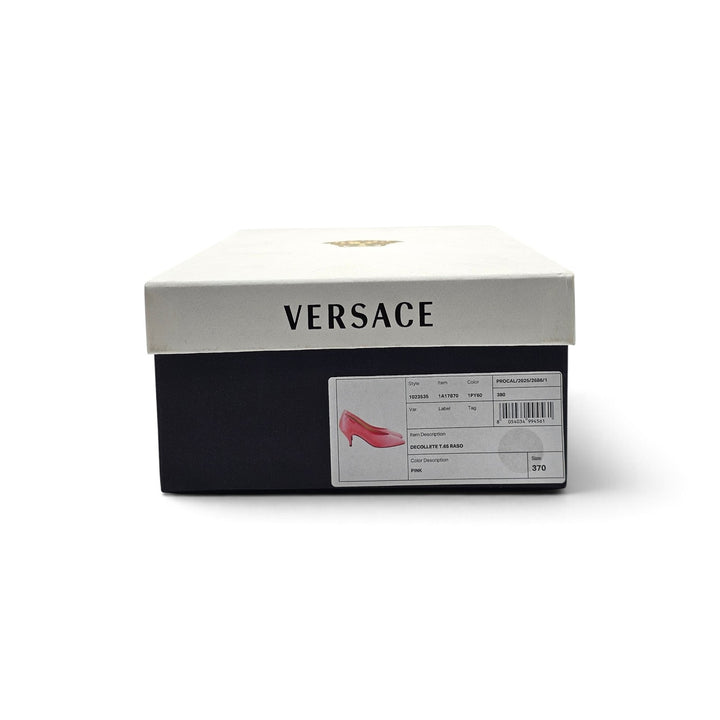 Versace Tina 65mm Medusa Pink Satin Pointed Toe Pumps EU 37 US 7 - NWB $925