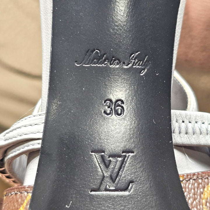 Louis Vuitton LV Vibe Gray Leather LV Monogram Slingback Pumps 1AHL07 EU 36 US 6