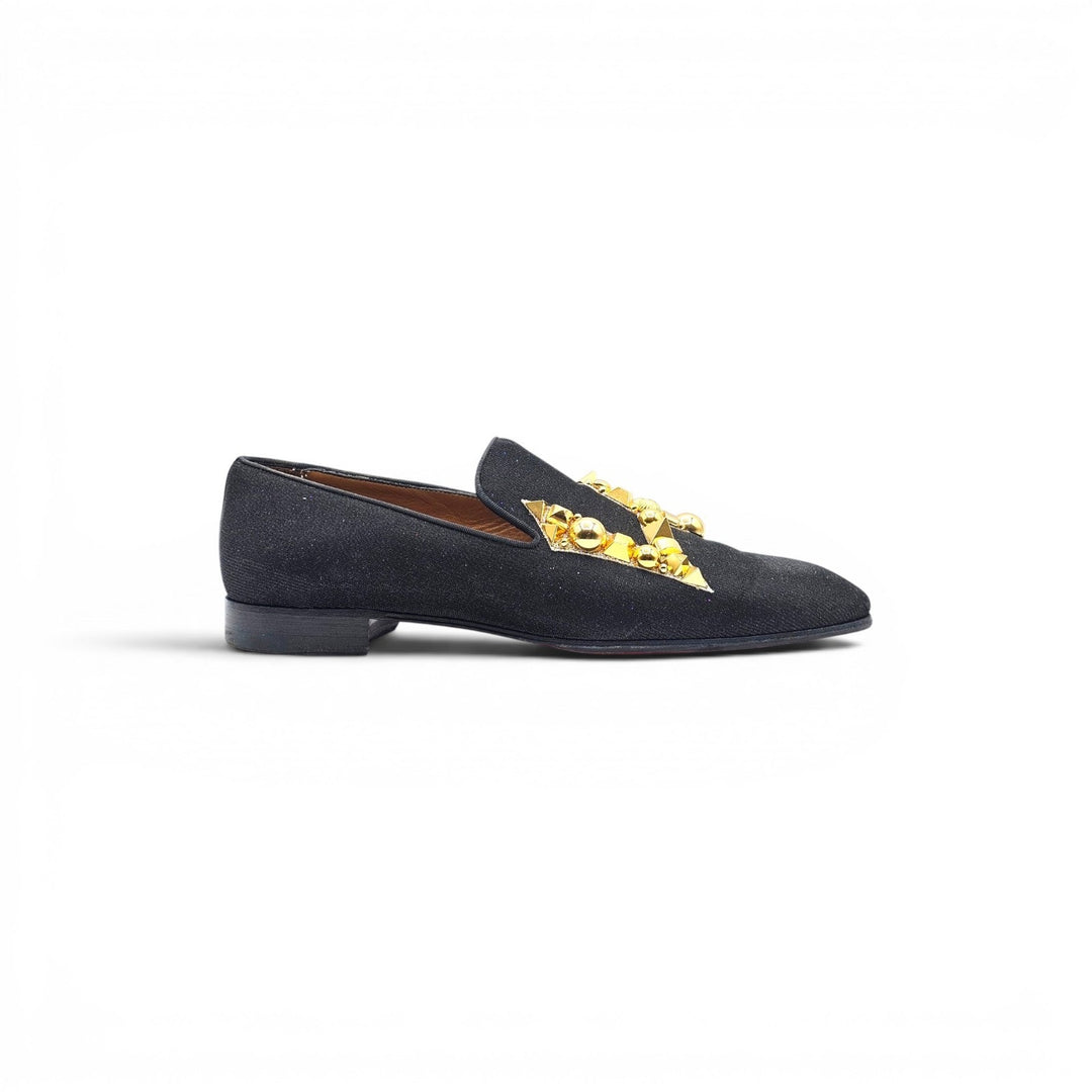 Christian Louboutin Love Met Men's Lurex Loafers Black Embellished EU 43 US 10